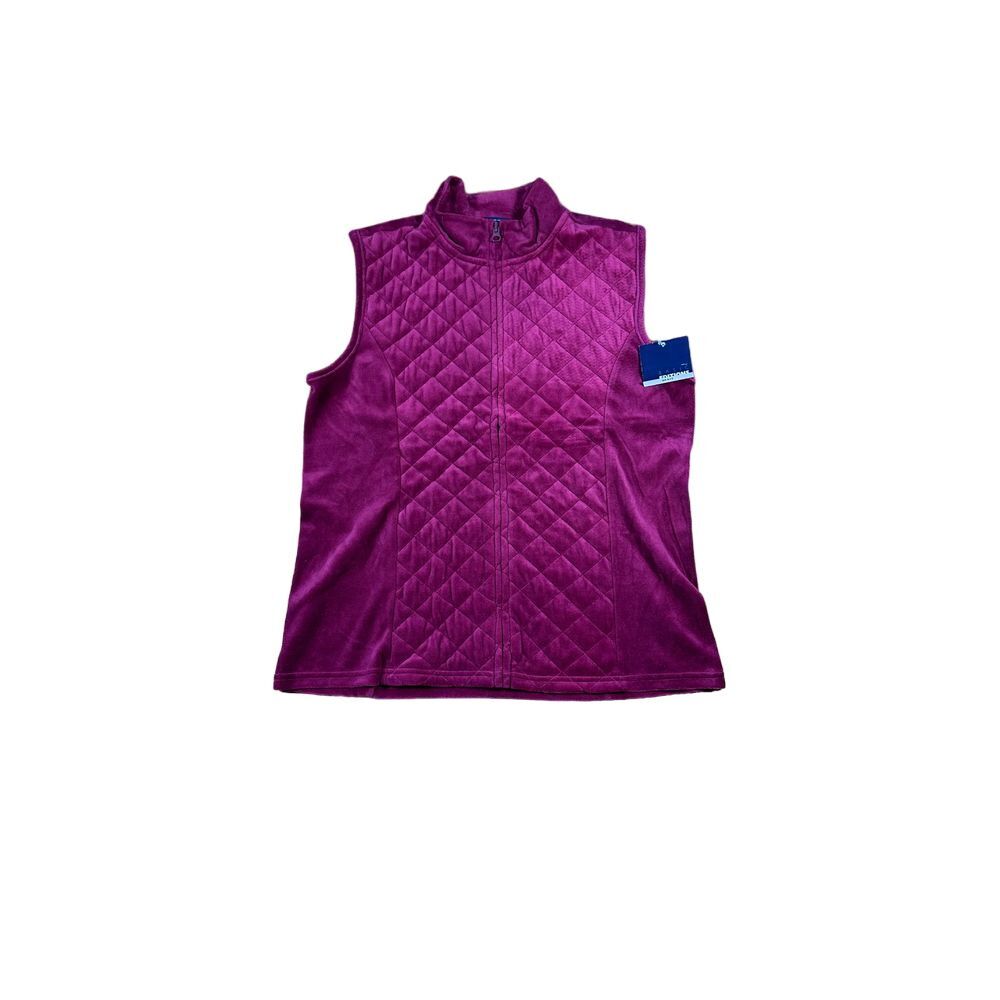Basic‎ Editions red Quilted Zip-Up Vest Sleeveless Jacket Cozy Layering S/C